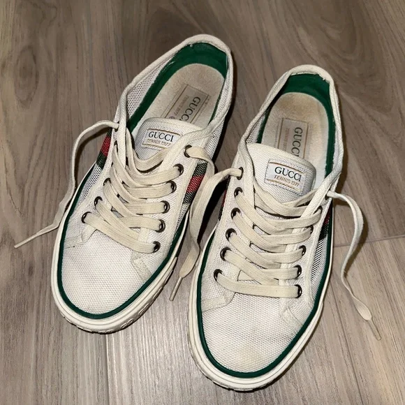 Gucci White and Green Sneakers - Picture 1 of 7